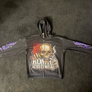 Black Graphic Hoodie with Skull Design